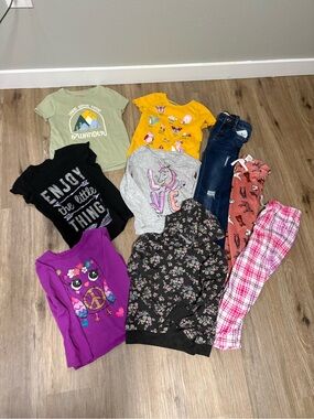 Girls 4/5 Clothing Lot Cat & Jack Jessica Simpson Pajamas Jeans 9pcs
